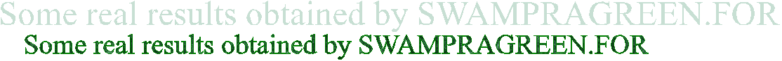 Some real results obtained by SWAMPRAGREEN.FOR